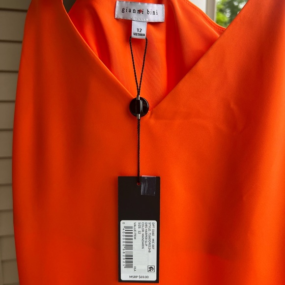 🆕 Gianni Bini Orange Women’s Slip Midi Dress Size 12 - Picture 9 of 12